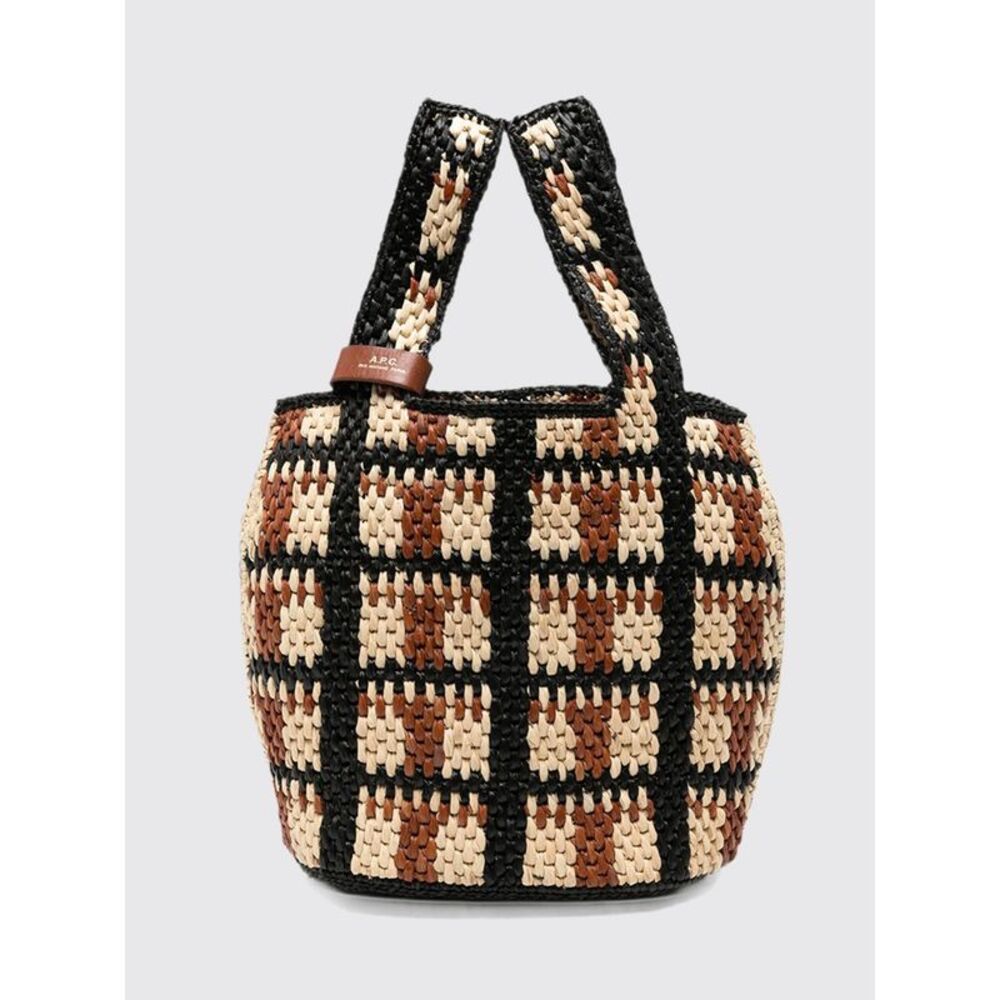 A.P.C. Women Small Panier Pecan Handbag A.P.C. In Two-Tone Crocheted Raffia